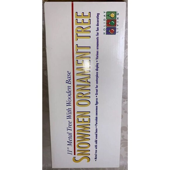 Snowmen w/ Metal Tree w/ Wood Base & Ornaments Christmas Holiday Living 11 Inch - Picture 11 of 12